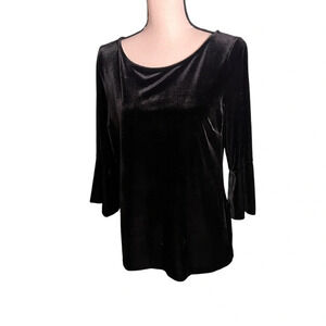 TALBOTS Women’s Velvet Long Sleeve Top Black Size M Holiday Whimsigoth